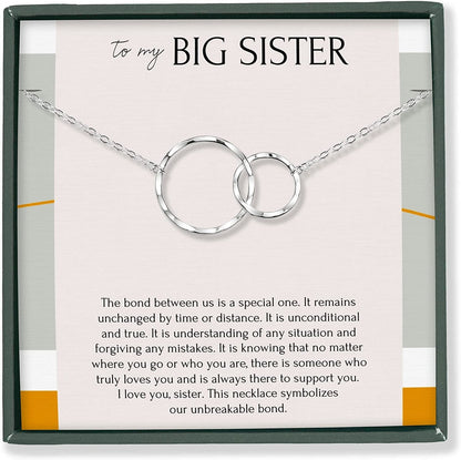 Sisters Necklace for 2 3 4 5 Sister Birthday Gift from Sister Jewelry Big Little Sister Circles Ring Necklace Sterling Silver Sterling Silver / a. Big Sister