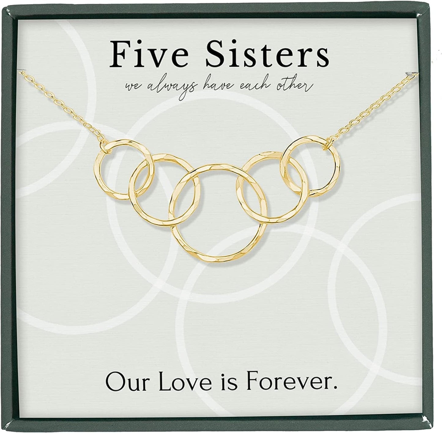 Sisters Necklace for 2 3 4 5 Sister Birthday Gift from Sister Jewelry Big Little Sister Circles Ring Necklace Sterling Silver 14k Gold Vermeil / i. 5 Sisters 5 Rings