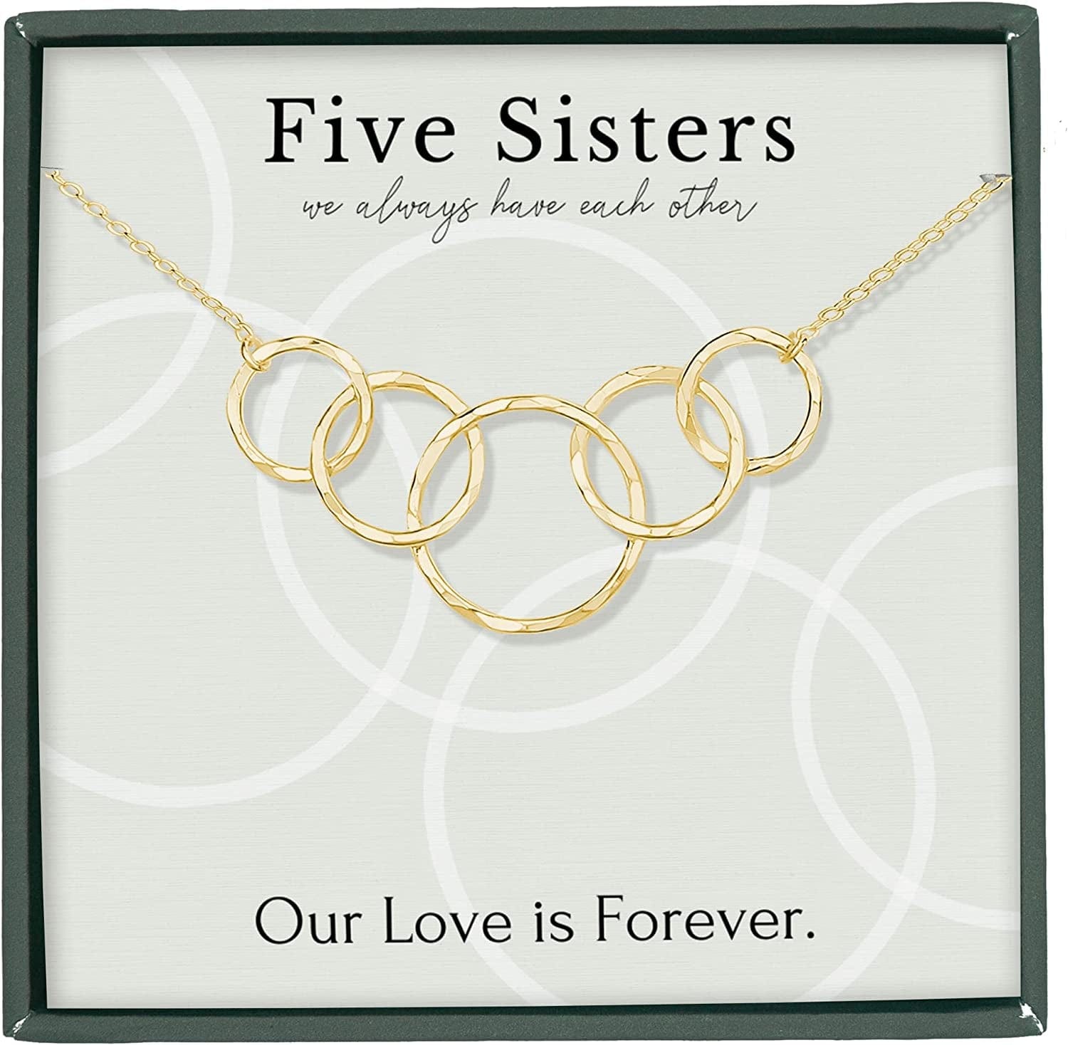 Sisters Necklace for 2 3 4 5 Sister Birthday Gift from Sister Jewelry Big Little Sister Circles Ring Necklace Sterling Silver 14k Gold Vermeil / i. 5 Sisters 5 Rings