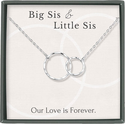 Sisters Necklace for 2 3 4 5 Sister Birthday Gift from Sister Jewelry Big Little Sister Circles Ring Necklace Sterling Silver Sterling Silver / c. Big Sis LiL Sis Necklace (FM21)