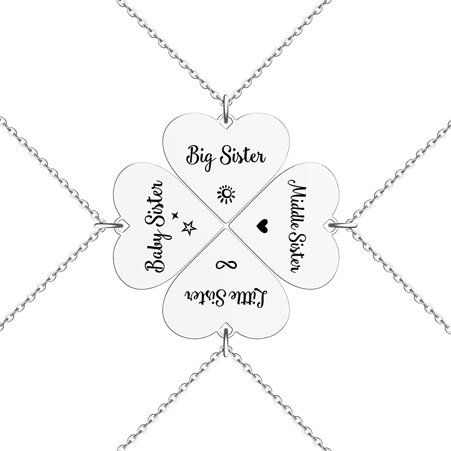 Sisters Necklace Set for 2 3 4,Big Sis Mid Sis Lil Sis Gifts Mom Charms & Pendants Necklace Jewelry Gift for Big Middle Little Sisters Friendship Gifts,Christmas Birthday Gift for Daughter Sister Best Friends. 1_Sister Heart_neck_4