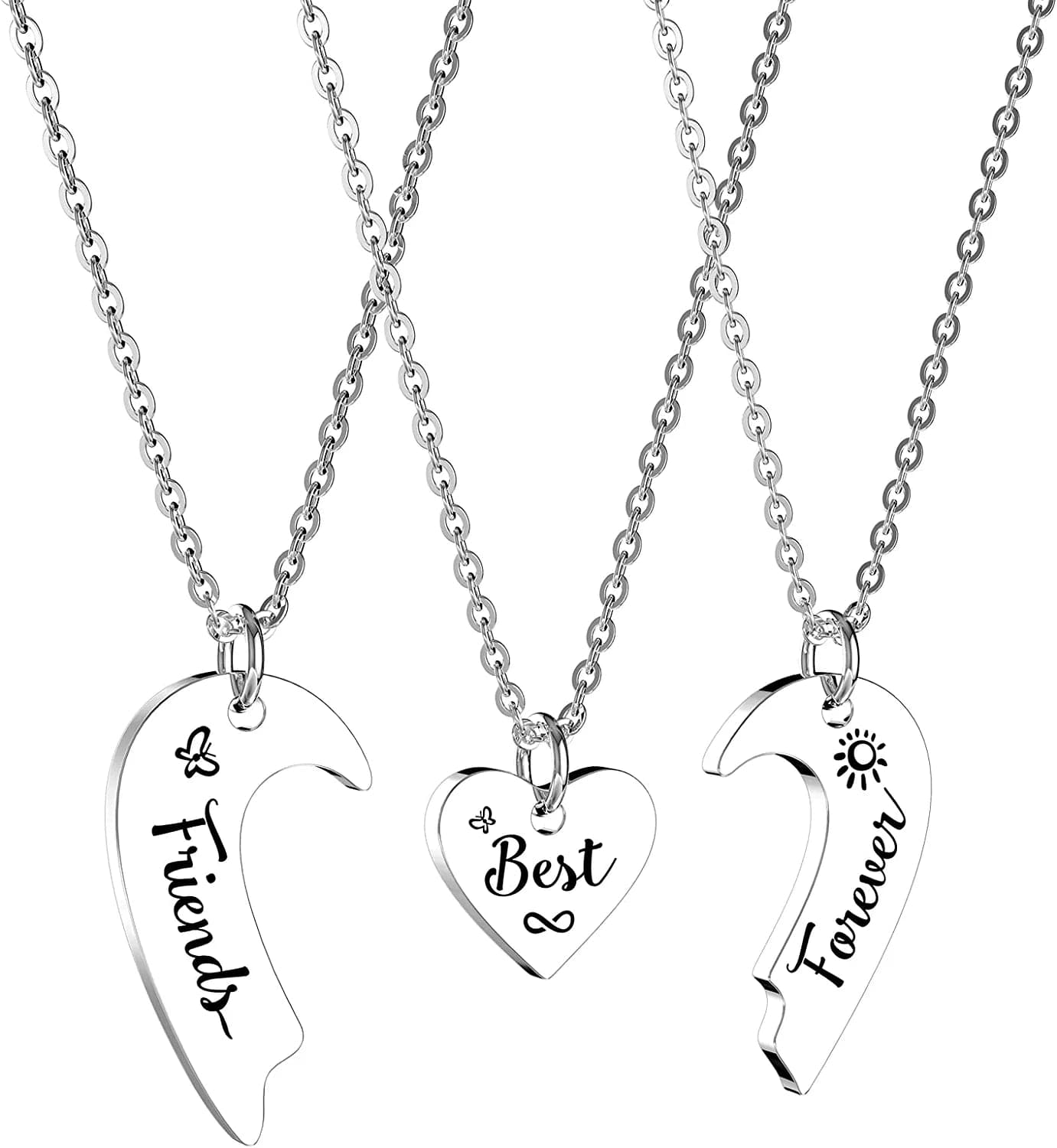 Sisters Necklace Set for 2 3 4,Big Sis Mid Sis Lil Sis Gifts Mom Charms & Pendants Necklace Jewelry Gift for Big Middle Little Sisters Friendship Gifts,Christmas Birthday Gift for Daughter Sister Best Friends. Best Forever_neck_3