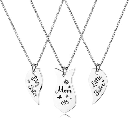 Sisters Necklace Set for 2 3 4,Big Sis Mid Sis Lil Sis Gifts Mom Charms & Pendants Necklace Jewelry Gift for Big Middle Little Sisters Friendship Gifts,Christmas Birthday Gift for Daughter Sister Best Friends. 3_Mom Daughter_neck_3