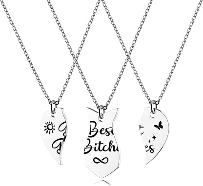 Sisters Necklace Set for 2 3 4,Big Sis Mid Sis Lil Sis Gifts Mom Charms & Pendants Necklace Jewelry Gift for Big Middle Little Sisters Friendship Gifts,Christmas Birthday Gift for Daughter Sister Best Friends. Bitches_neck_3