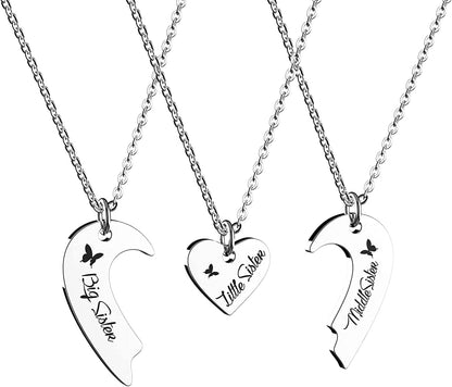 Sisters Necklace Set for 2 3 4,Big Sis Mid Sis Lil Sis Gifts Mom Charms & Pendants Necklace Jewelry Gift for Big Middle Little Sisters Friendship Gifts,Christmas Birthday Gift for Daughter Sister Best Friends.