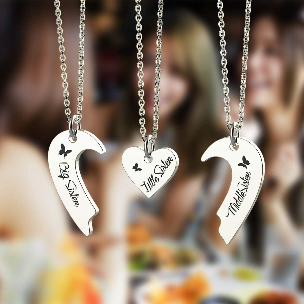 Sisters Necklace Set for 2 3 4,Big Sis Mid Sis Lil Sis Gifts Mom Charms & Pendants Necklace Jewelry Gift for Big Middle Little Sisters Friendship Gifts,Christmas Birthday Gift for Daughter Sister Best Friends.