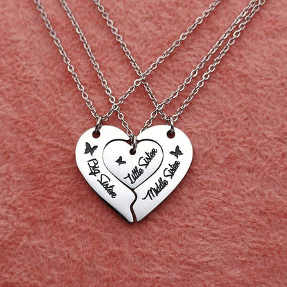 Sisters Necklace Set for 2 3 4,Big Sis Mid Sis Lil Sis Gifts Mom Charms & Pendants Necklace Jewelry Gift for Big Middle Little Sisters Friendship Gifts,Christmas Birthday Gift for Daughter Sister Best Friends.