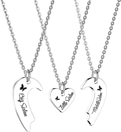 Sisters Necklace Set for 2 3 4,Big Sis Mid Sis Lil Sis Gifts Mom Charms & Pendants Necklace Jewelry Gift for Big Middle Little Sisters Friendship Gifts,Christmas Birthday Gift for Daughter Sister Best Friends. 1_3-big-middle-little sisters