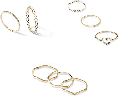 Sither 9 Pcs Women Rings Set Knuckle Rings Gold Bohemian Rings for Girls Vintage Gem Crystal Rings Joint Knot Ring Sets for Teens Party Daily Fesvital Jewelry Gift