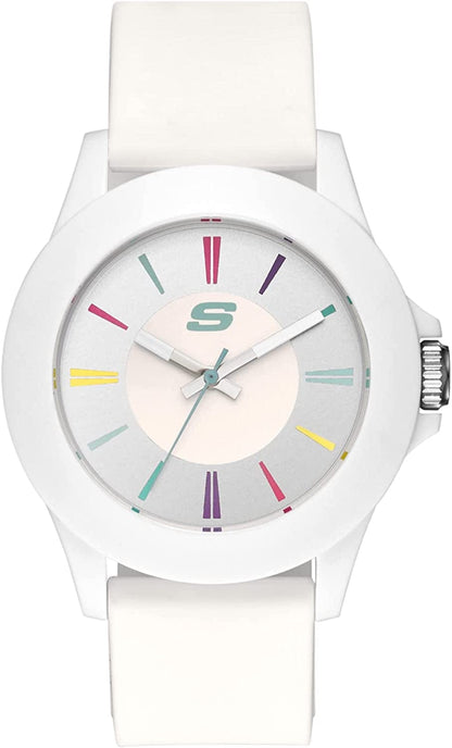 Skechers Women'S Rosencrans Mid Quartz Plastic and Silicone Casual Sports Watch White Multi