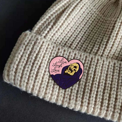 Skeleton Enamel Pins Live Laugh Love Skull Brooch Lapel Badge Pin