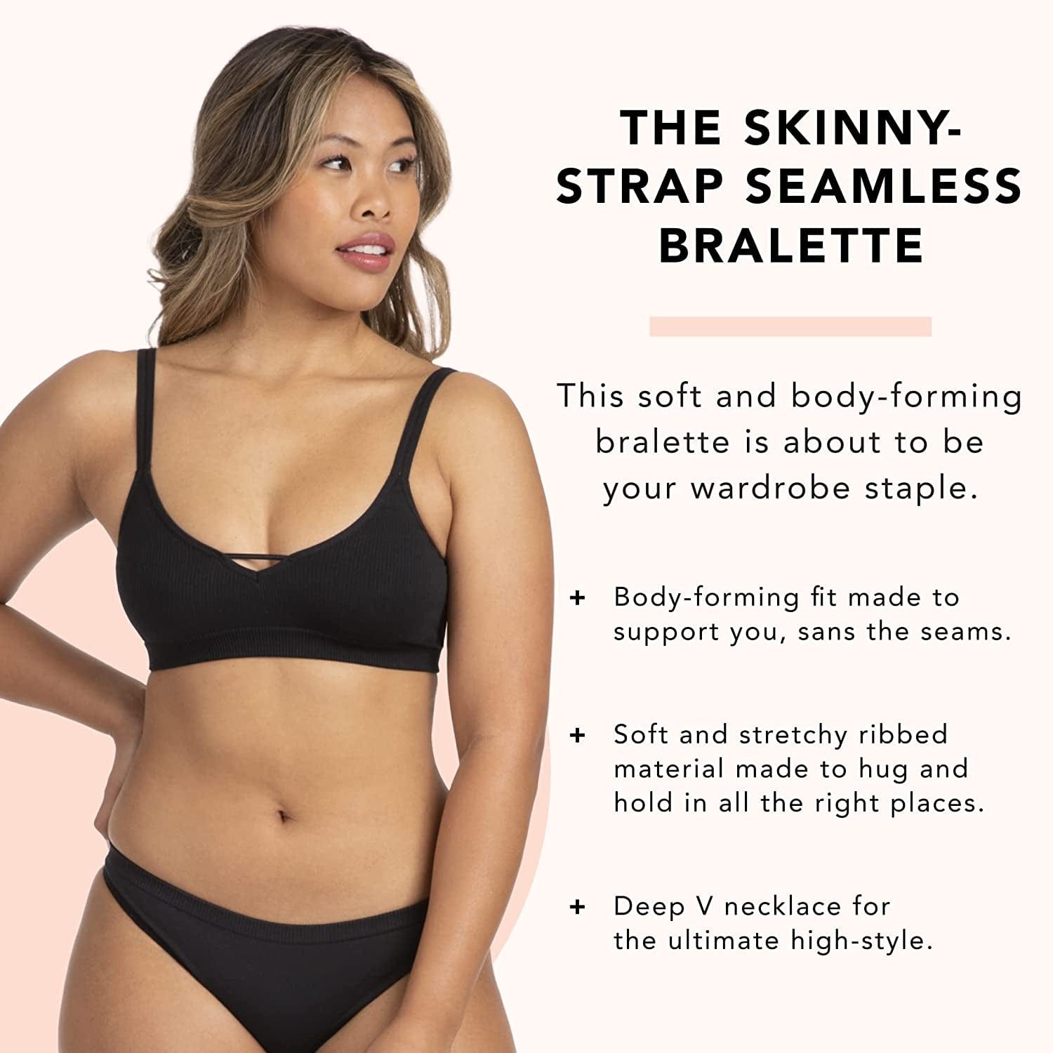 Skinny Strap Seamless Bralette, Ribbed Bralette and Thin Strap Bra. Strappy Bralettes for Women, Wireless Bras