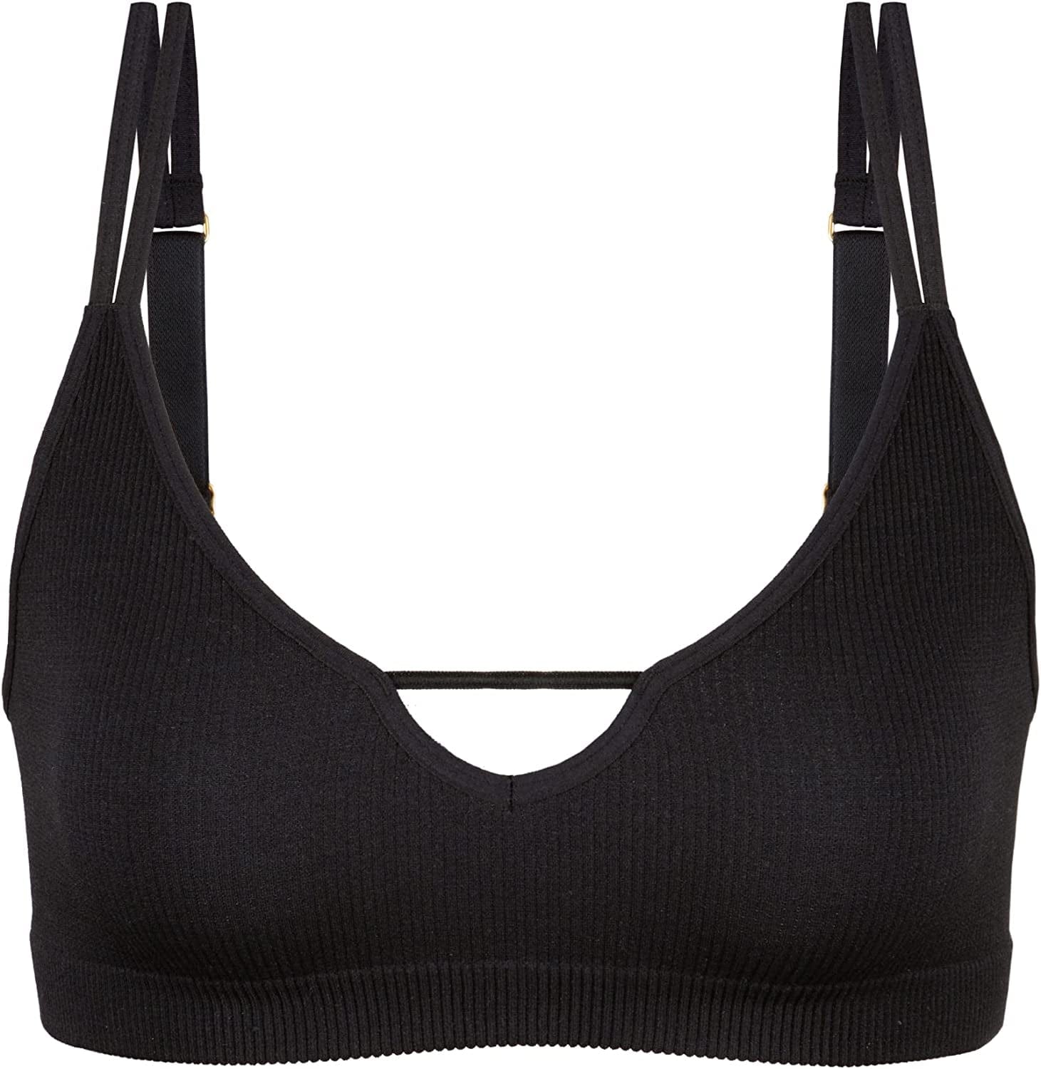 Skinny Strap Seamless Bralette, Ribbed Bralette and Thin Strap Bra. Strappy Bralettes for Women, Wireless Bras
