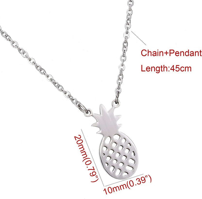 SKQIR Pineapple Necklace,Womens Tiny Handmade Stainless Steel Pineapple Jewelry Sets(Earrings+Bracelets+Necklaces Jewelry Set)
