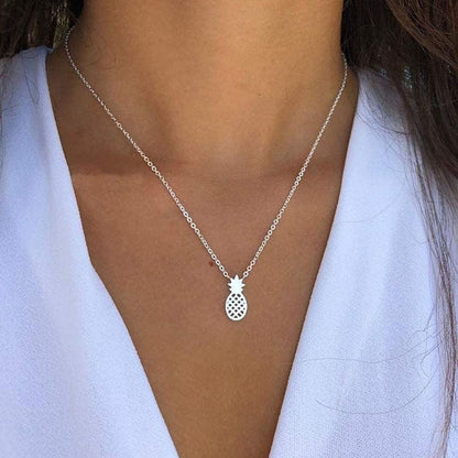 SKQIR Pineapple Necklace,Womens Tiny Handmade Stainless Steel Pineapple Jewelry Sets(Earrings+Bracelets+Necklaces Jewelry Set)