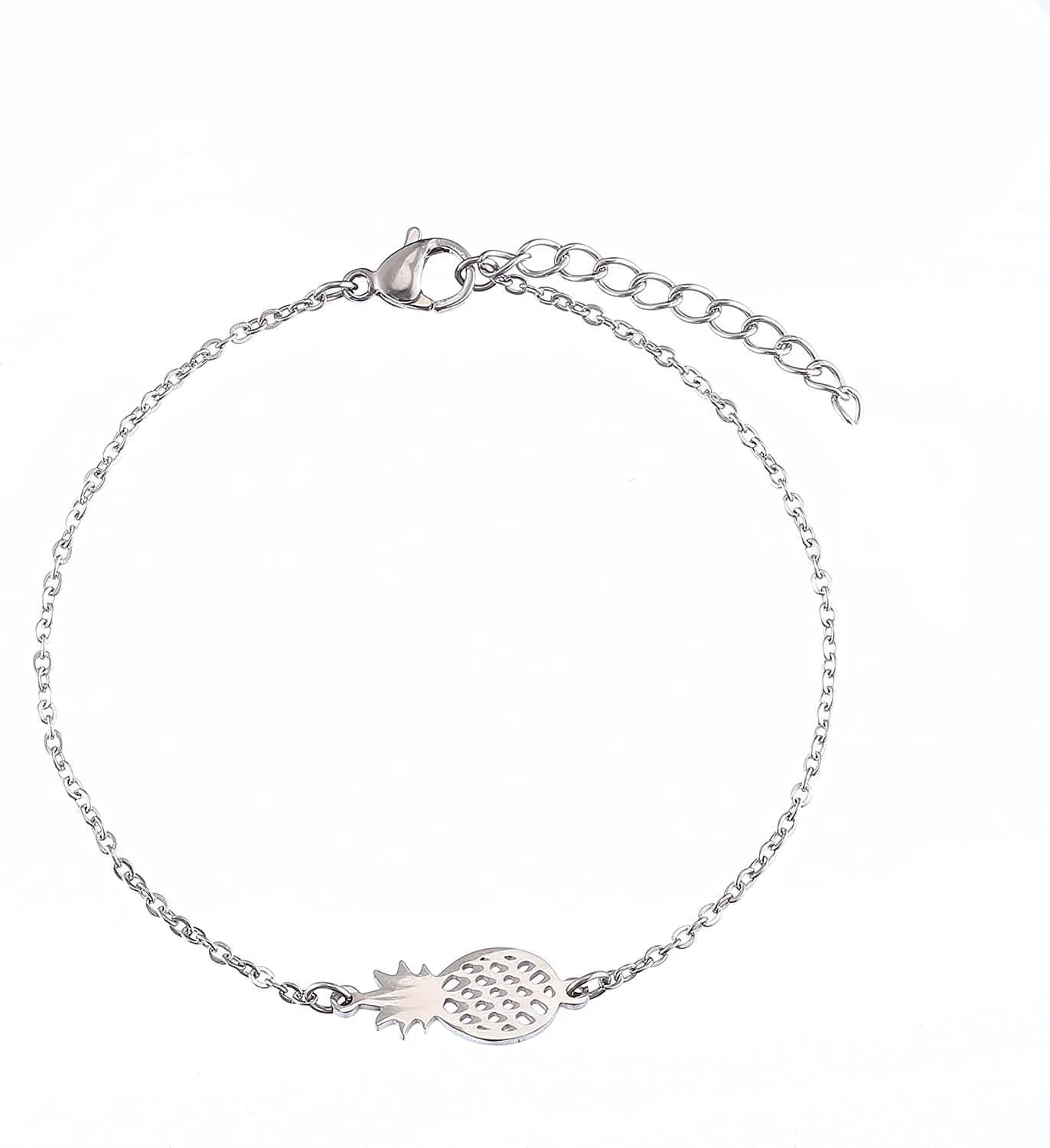 SKQIR Pineapple Necklace,Womens Tiny Handmade Stainless Steel Pineapple Jewelry Sets(Earrings+Bracelets+Necklaces Jewelry Set)