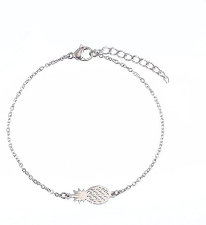 SKQIR Pineapple Necklace,Womens Tiny Handmade Stainless Steel Pineapple Jewelry Sets(Earrings+Bracelets+Necklaces Jewelry Set)