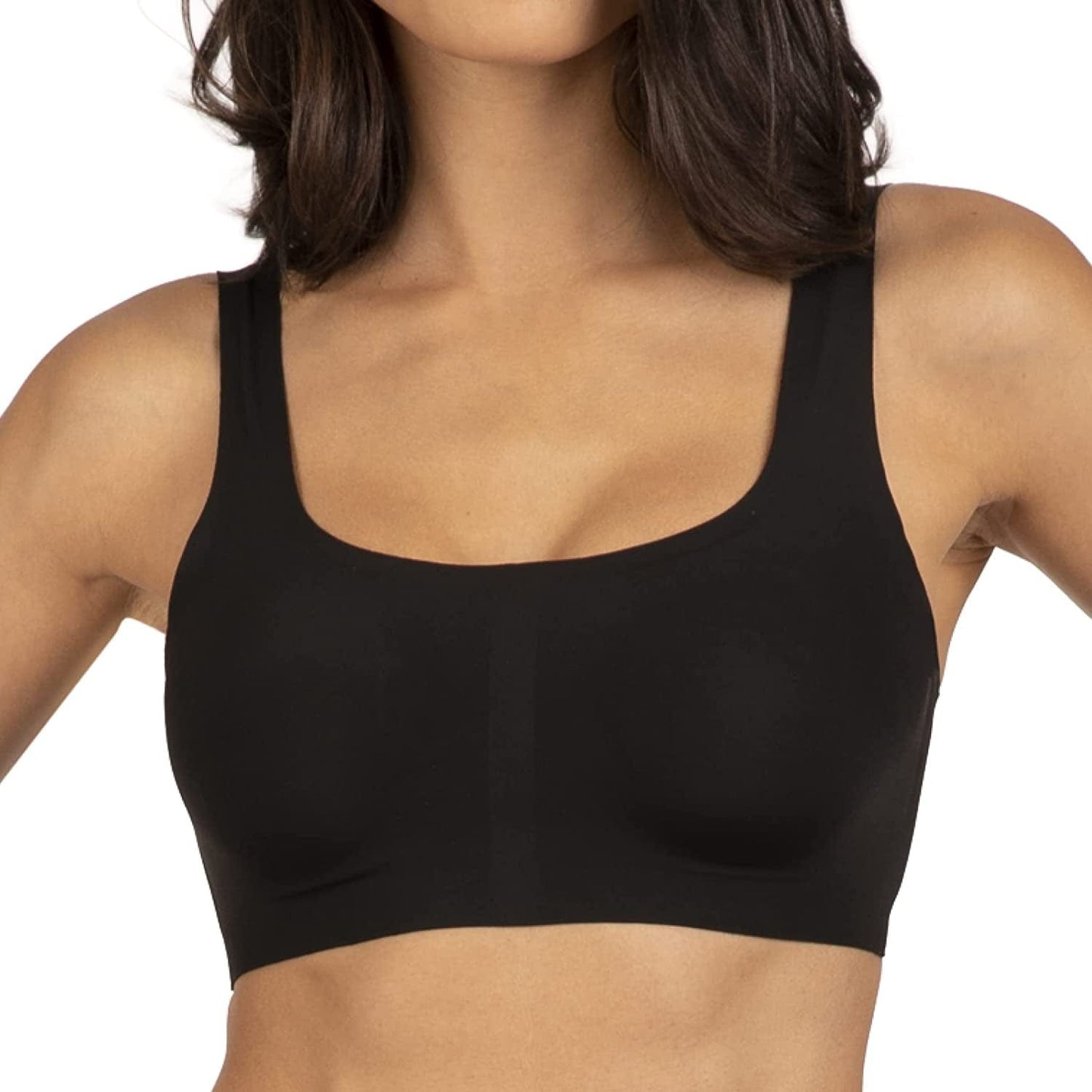 Sleek Scoop Bralette, Seamless Bras for Women, No Show Bra, Seamless Bra, Comfortable Bras for Women, Padded Bralette Jet Black / Large
