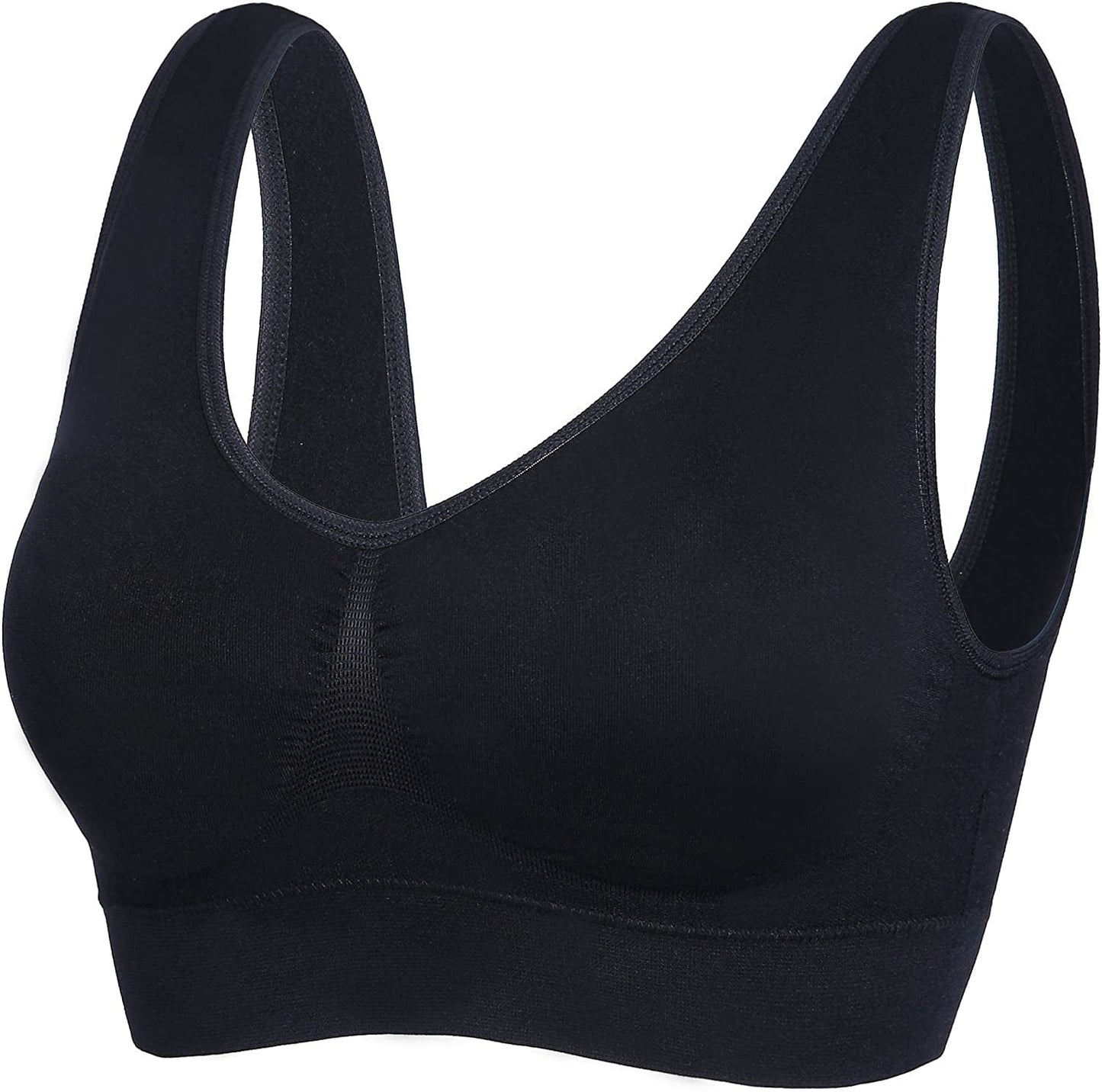 Sleep Bras for Women, Comfort Seamless Wireless Stretchy Sports Bra,3 Pack Yoga Bras, with Removable Pads