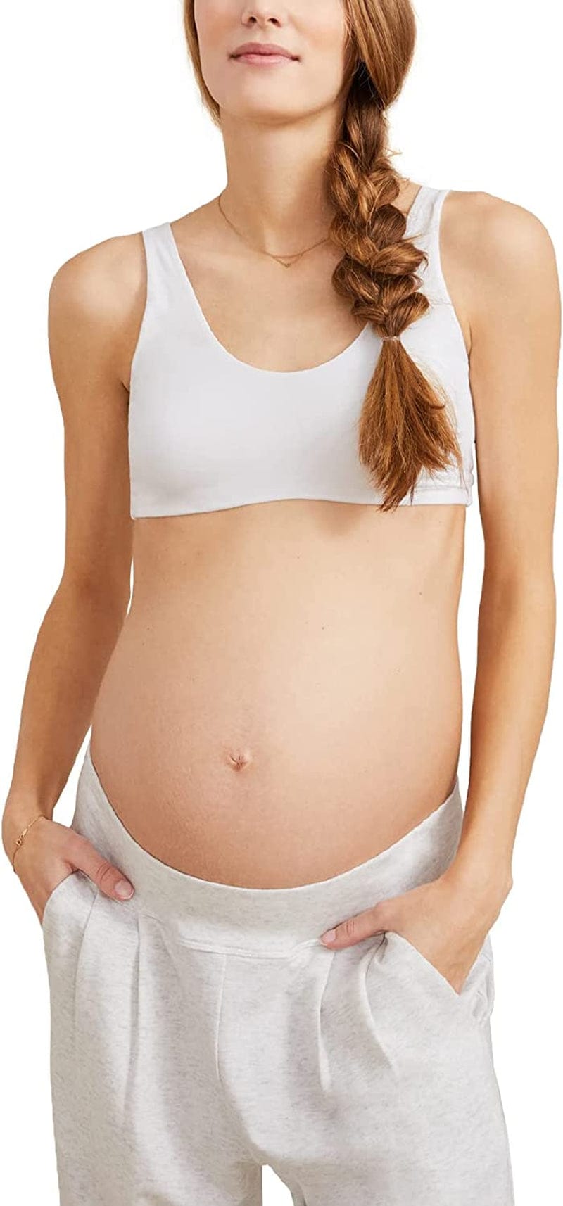 Sleep Maternity Bra | Easy for Breastfeeding, Seamless, Wireless, Day & Night Comfort with Flattering Ballet Neckline White / Small