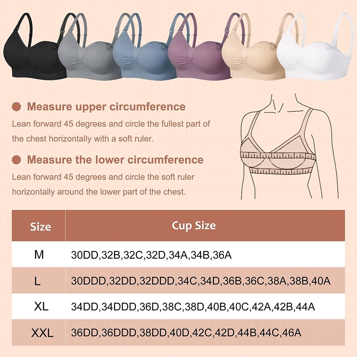 Sleeping Nursing Bras for Breastfeeding Maternity Bras for Pregnancy Seamless Bralette Underwear with Extra Extenders
