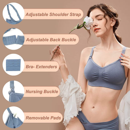 Sleeping Nursing Bras for Breastfeeding Maternity Bras for Pregnancy Seamless Bralette Underwear with Extra Extenders