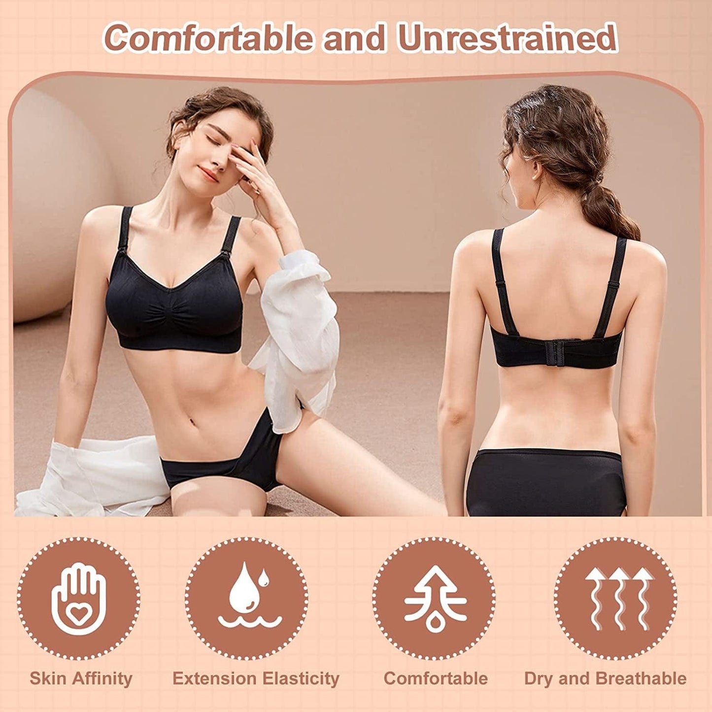 Sleeping Nursing Bras for Breastfeeding Maternity Bras for Pregnancy Seamless Bralette Underwear with Extra Extenders