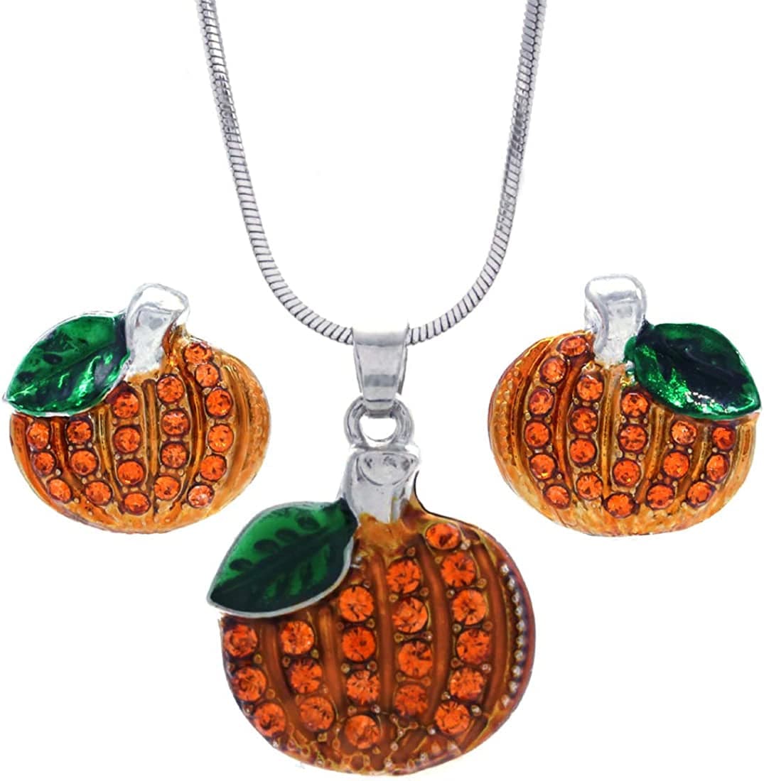 Small Cute Happy Halloween Fall Thanksgiving Pumpkins Pierced Earrings Jewelry Set-Slr-Stud