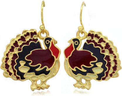 Small Cute Happy Halloween Fall Thanksgiving Pumpkins Pierced Earrings Jewelry Turkey