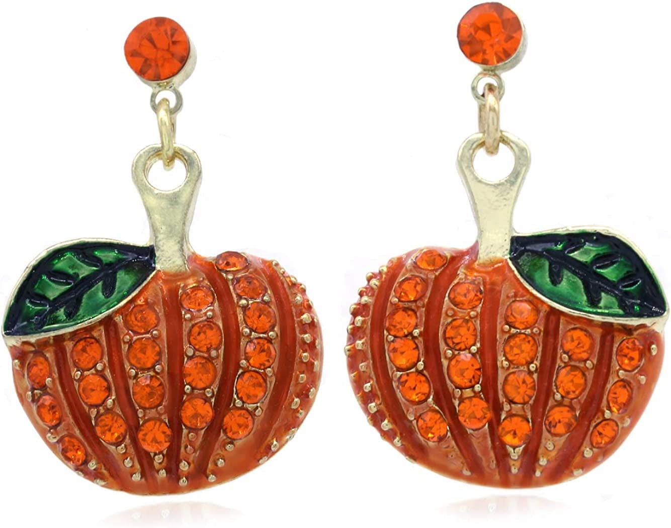Small Cute Happy Halloween Fall Thanksgiving Pumpkins Pierced Earrings Jewelry Gld-Post