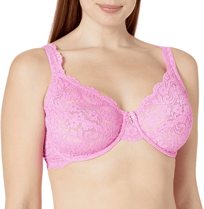 Smart & Sexy Women's Curvy Signature Lace Unlined Underwire Bra with Added Support Frosted Fuchsia / plus-size / 38DDD