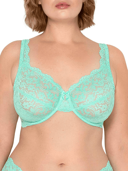Smart & Sexy Women's Curvy Signature Lace Unlined Underwire Bra with Added Support Mint Chip / Standard / 34D