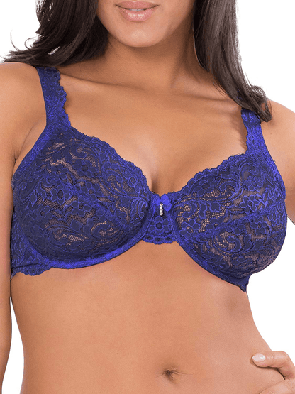 Smart & Sexy Women's Curvy Signature Lace Unlined Underwire Bra with Added Support Indigo / Standard / 36C