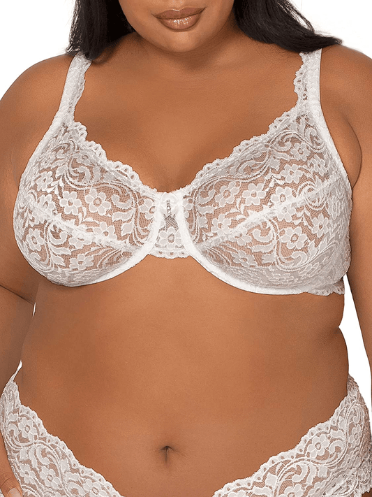 Smart & Sexy Women's Curvy Signature Lace Unlined Underwire Bra with Added Support White / Standard / 36C