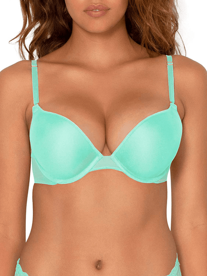 Smart & Sexy Women's Maximum Cleavage Underwire Push up Bra Mint Chip (Mesh) / 32B