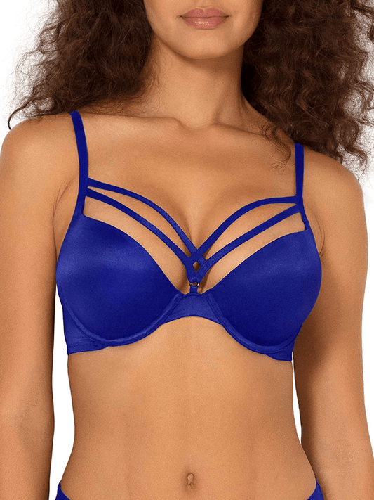Smart & Sexy Women's Maximum Cleavage Underwire Push up Bra Crazy Cobalt (Satin) / 38C