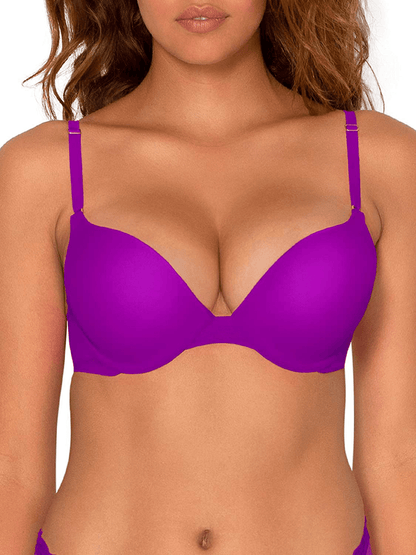 Smart & Sexy Women's Maximum Cleavage Underwire Push up Bra Fierce Violet (Mesh) / 34C