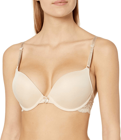 Smart & Sexy Women's Maximum Cleavage Underwire Push up Bra In the Buff With Lace Wings / 36C