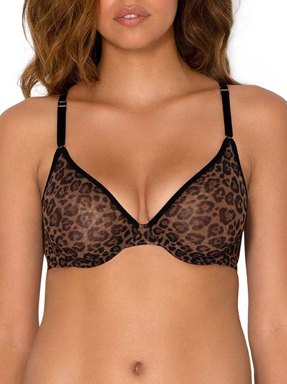 Smart & Sexy Women'S Sheer Mesh Demi Underwire Bra Classic Leopard / Standard / 34D