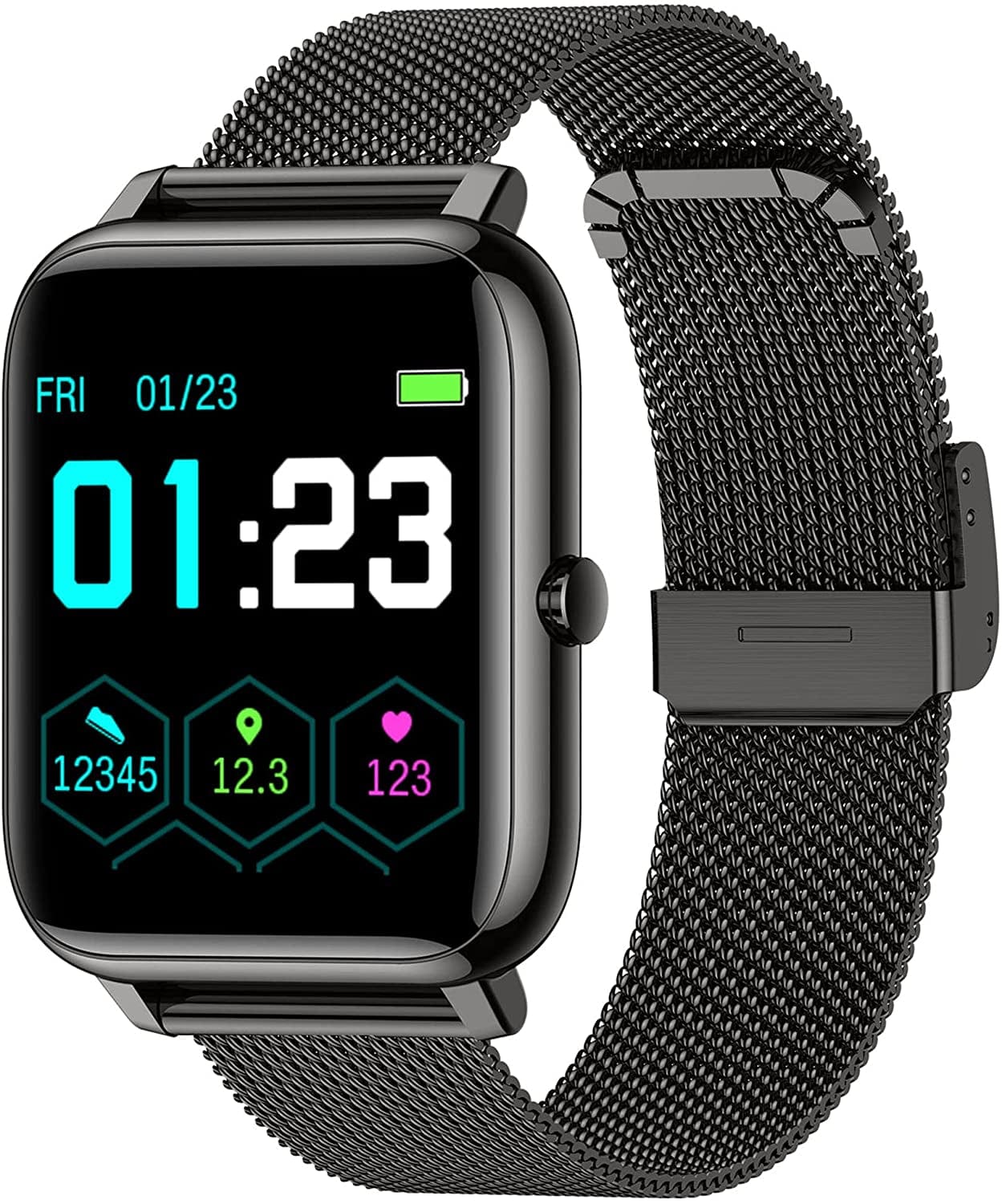 Smart Watch, Fitness Tracker with Heart Rate Monitor, Blood Pressure, Blood Oxygen Tracking, 1.4 Inch Touch Screen Smartwatch Fitness Watch for Women Men Compatible with Android Iphone Ios Dark