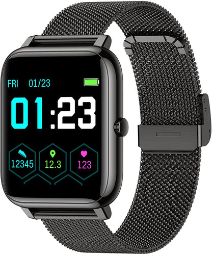Smart Watch, Fitness Tracker with Heart Rate Monitor, Blood Pressure, Blood Oxygen Tracking, 1.4 Inch Touch Screen Smartwatch Fitness Watch for Women Men Compatible with Android Iphone Ios Dark