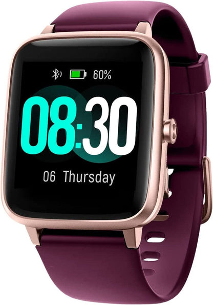 Smart Watch for Ios and Android Phones, Watches for Women IP68 Waterproof Smartwatch Fitness Tracker Watch with Heart Rate/Sleep Monitor Steps Calories Counter (Pink) Dark Purple