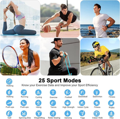 Smart Watch for Men Women, 2022 Fitness Tracker 1.69" Touch Screen Smartwatch Fitness Watch 25 Sports IP68 Waterproof, Heart Rate/Sleep Monitor/Pedometer/Calories, Activity Tracker for Android Iphone