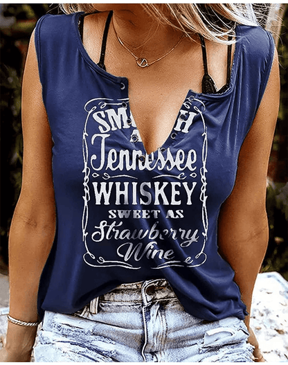 Smooth as Tennessee Whiskey Sweet as Strawberry Wine Shirt Ring Hole Sleeveless V-Neck Tank Top Womens Country Music Tee Apparel & Accessories > Clothing > Activewear Kylie Max   