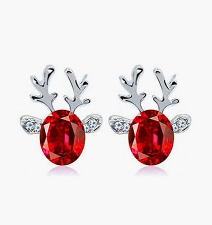 Snowflake Antler Hair Ball Earrings,Christmas Earrings with Snowflakes Reindeer,Xmas Holiday Jewelry,Autumn and Winter Ear Jewelry ONE6