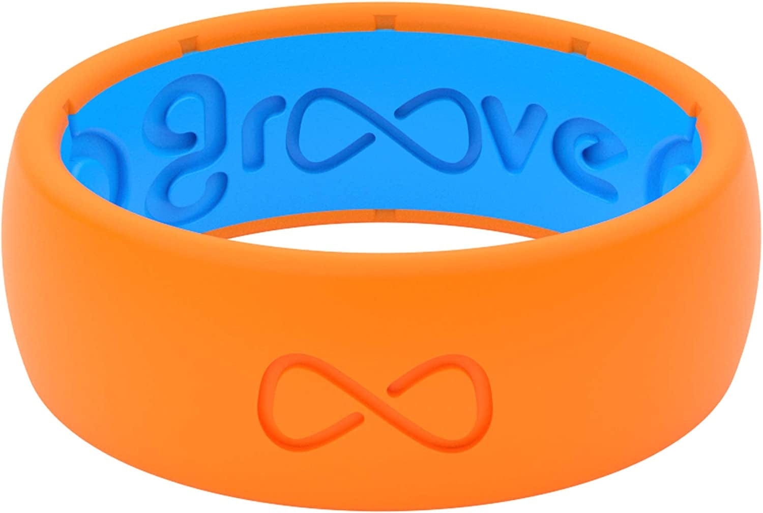 Solid Silicone Ring Breathable Rubber Wedding Rings for Men, Lifetime Coverage, Unique Design, Comfort Fit Ring Blaze Orange / Blue / 9