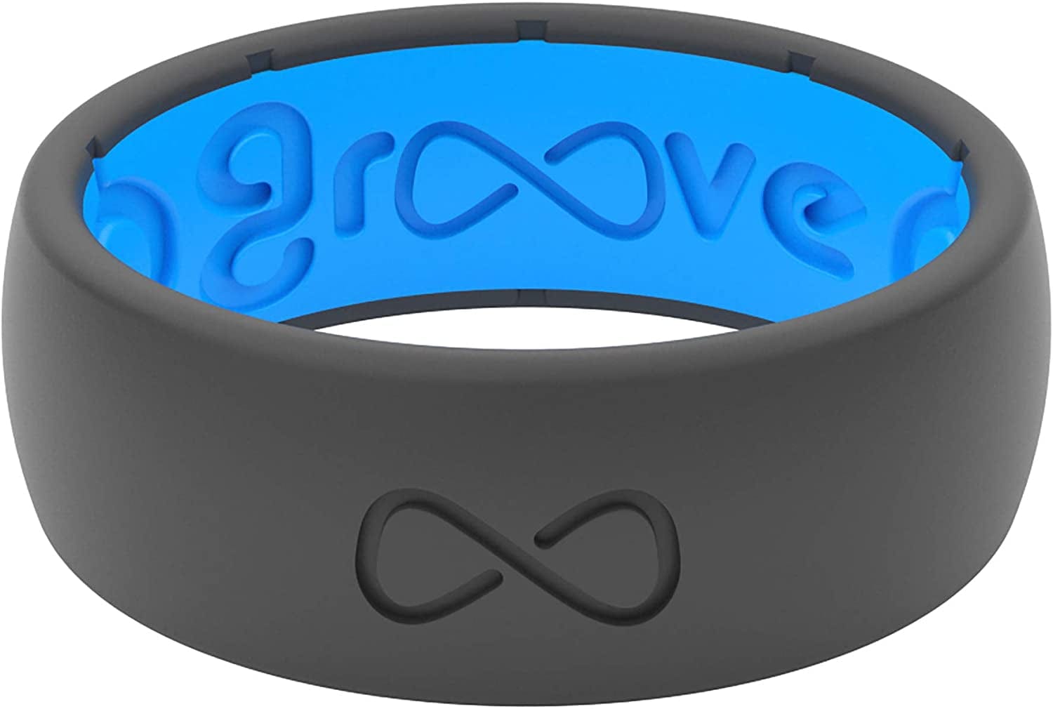 Solid Silicone Ring Breathable Rubber Wedding Rings for Men, Lifetime Coverage, Unique Design, Comfort Fit Ring Deep Stone / Blue / 7
