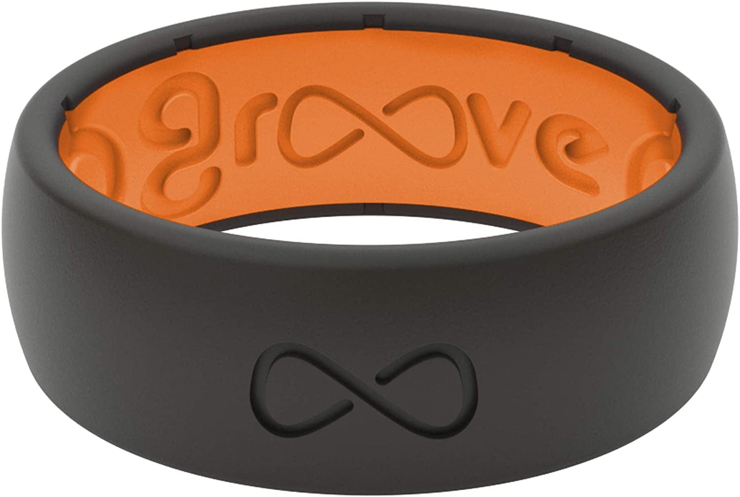 Solid Silicone Ring Breathable Rubber Wedding Rings for Men, Lifetime Coverage, Unique Design, Comfort Fit Ring Black / Orange / 10