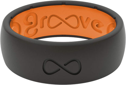 Solid Silicone Ring Breathable Rubber Wedding Rings for Men, Lifetime Coverage, Unique Design, Comfort Fit Ring Black / Orange / 10