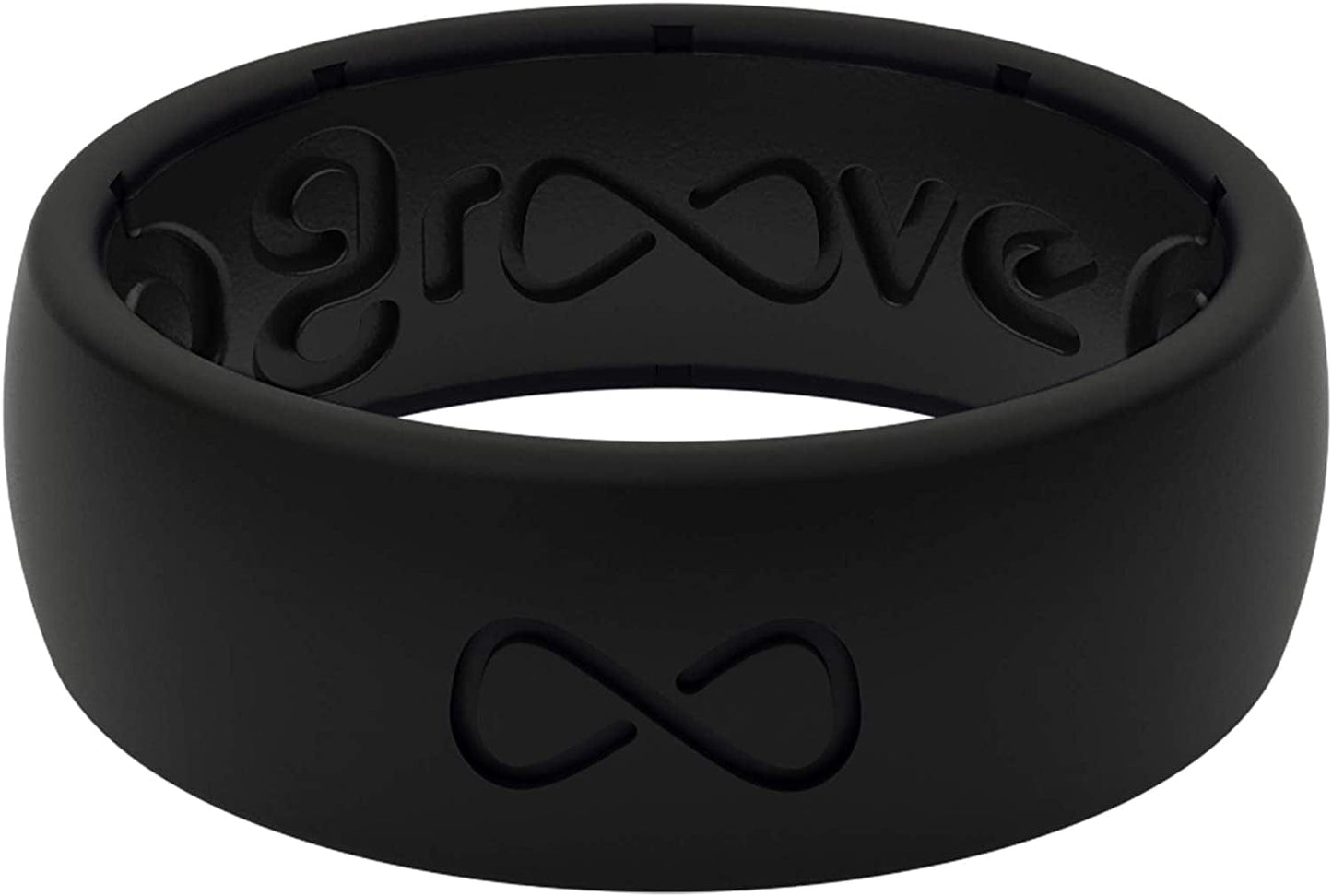 Solid Silicone Ring Breathable Rubber Wedding Rings for Men, Lifetime Coverage, Unique Design, Comfort Fit Ring Black / Black / 12